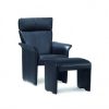 leder konia black - fauteuil mobiel - met verstelbare hoofdsteun + poef